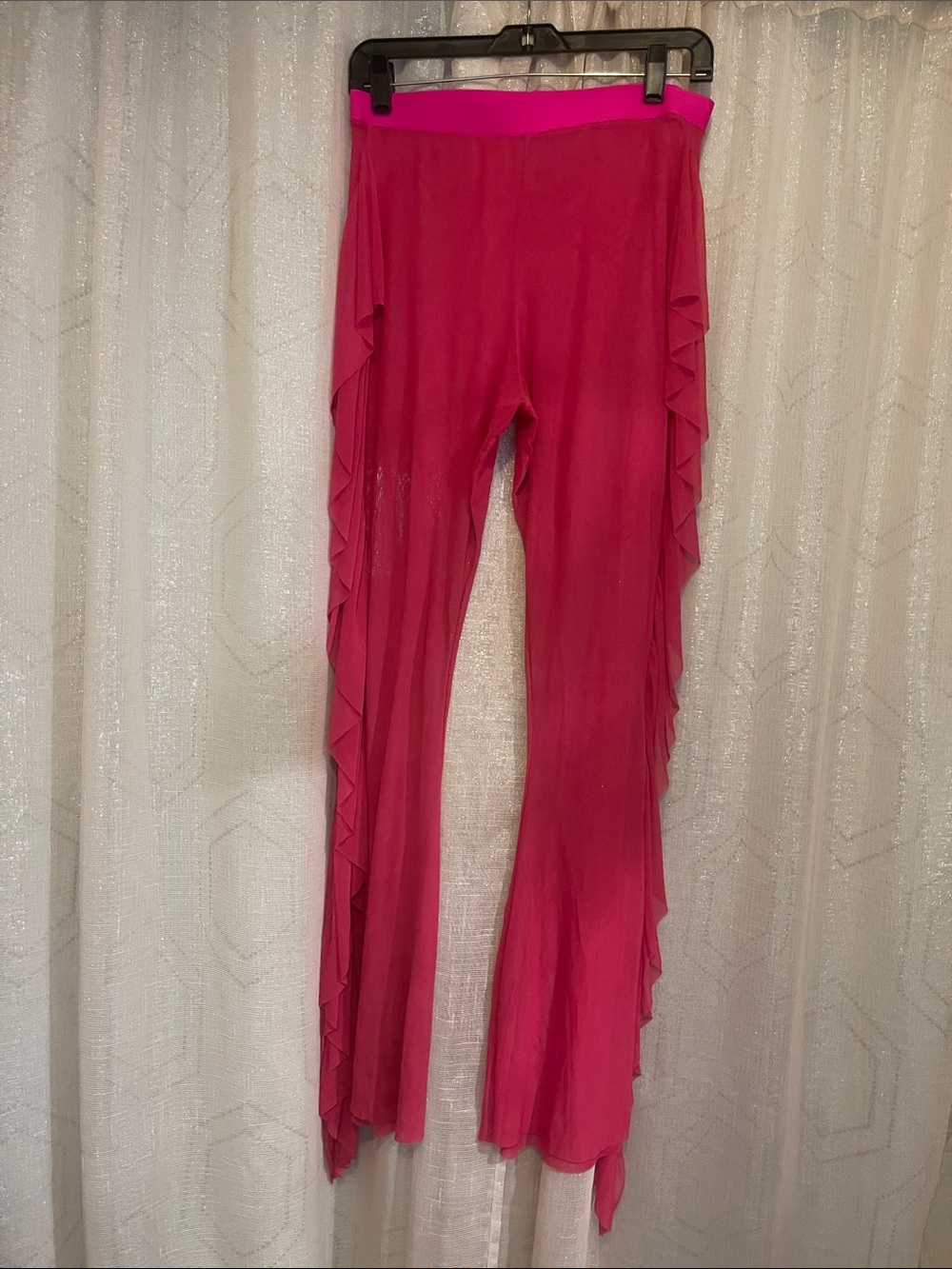 Hot Pink Ruffle-Side Swim Coverup Pants